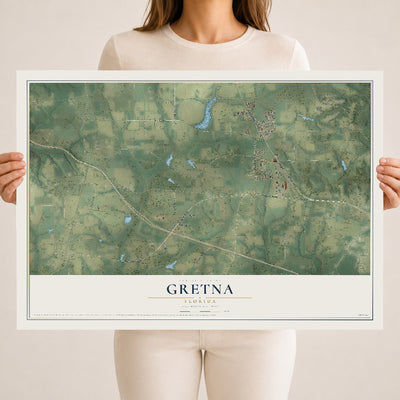 Gretna, Florida map print, 18" x 24" Archival Matte Print mockup
