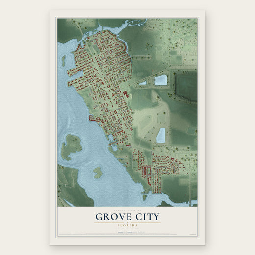 Grove City, Florida map print, the full design