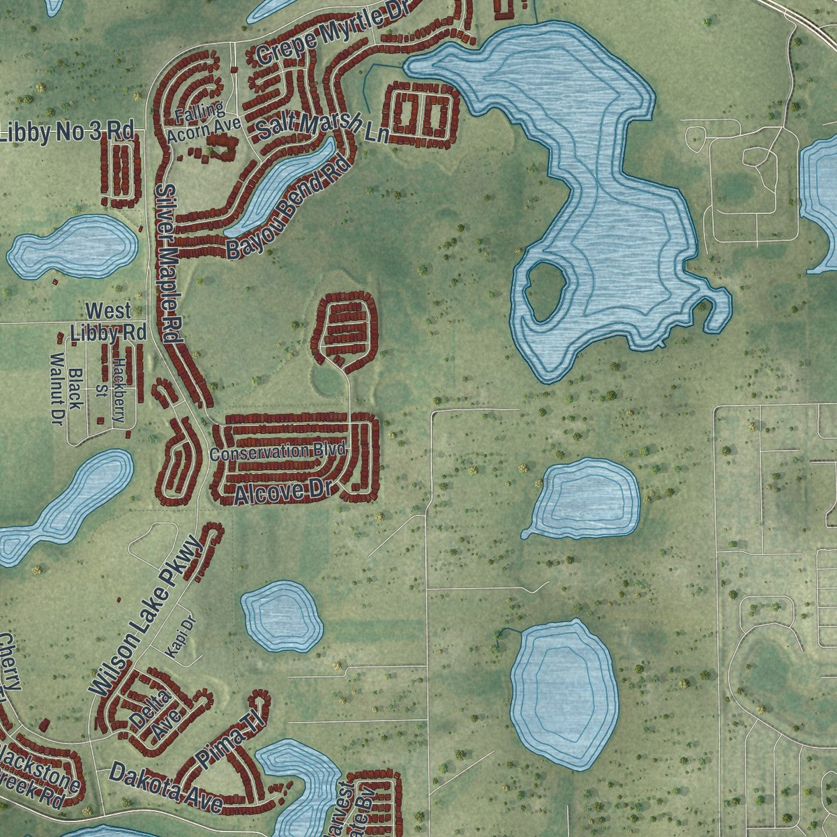 Close-up 1 of the Groveland, Florida map artwork