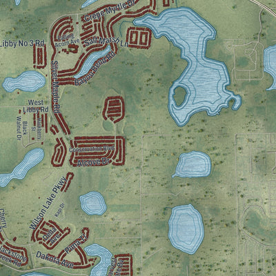 Close-up 1 of the Groveland, Florida map artwork