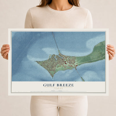 Gulf Breeze, Florida map print, 12" x 18" Archival Matte Print mockup