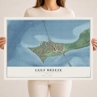 Gulf Breeze, Florida map print, 18" x 24" Archival Matte Print mockup