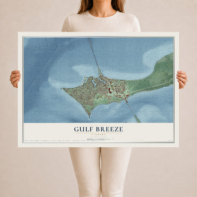 Gulf Breeze, Florida map print, 24" x 36" Archival Matte Print mockup