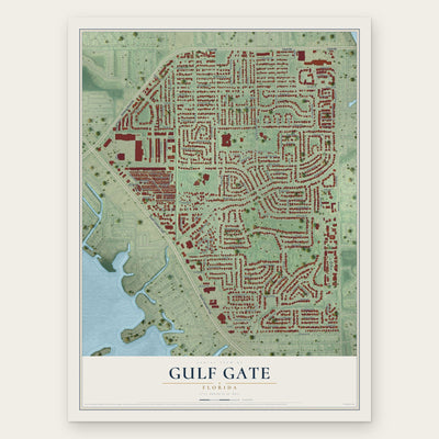 Gulf Gate, Florida map print, the full design