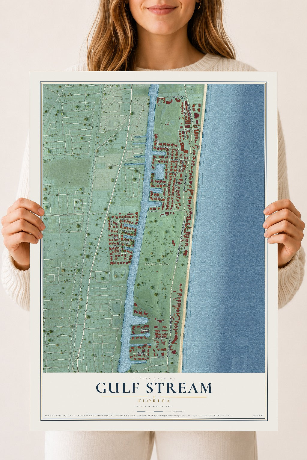 Gulf Stream, Florida map print, 18" x 24" Archival Matte Print mockup