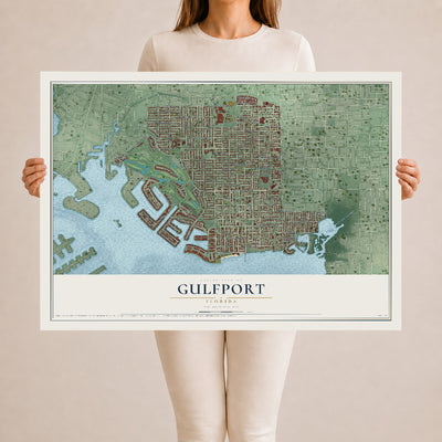 Gulfport, Florida map print, 24" x 36" Archival Matte Print mockup