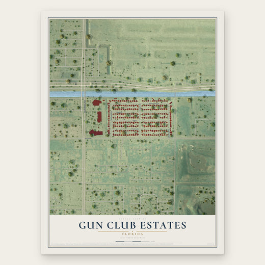 Gun Club Estates, Florida map print, the full design