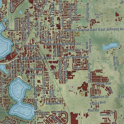 Close-up 1 of the Haines City, Florida map artwork