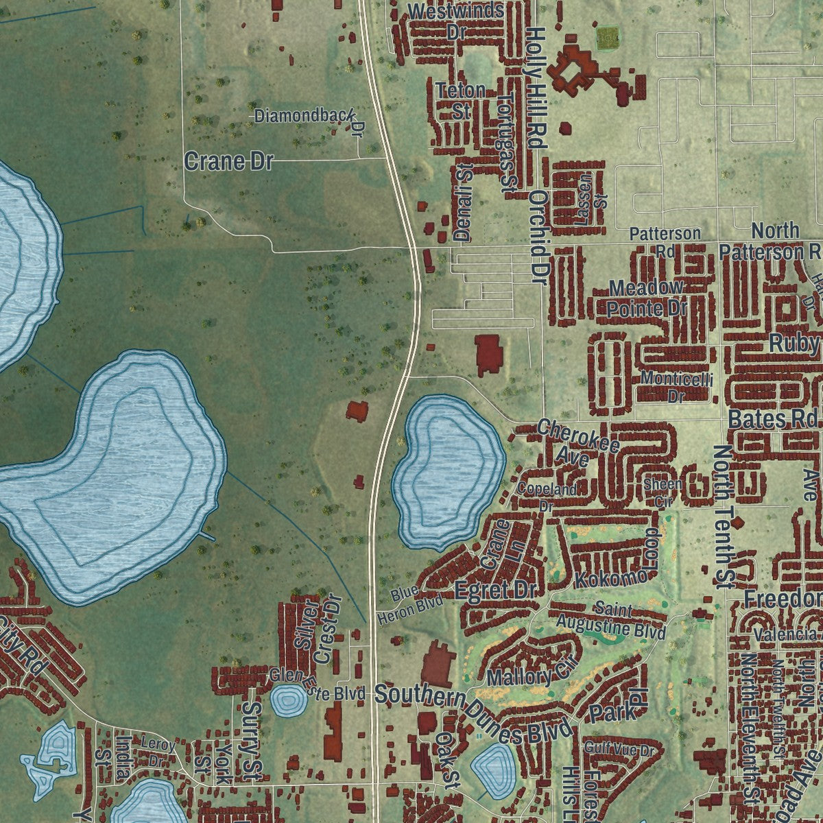 Close-up 2 of the Haines City, Florida map artwork