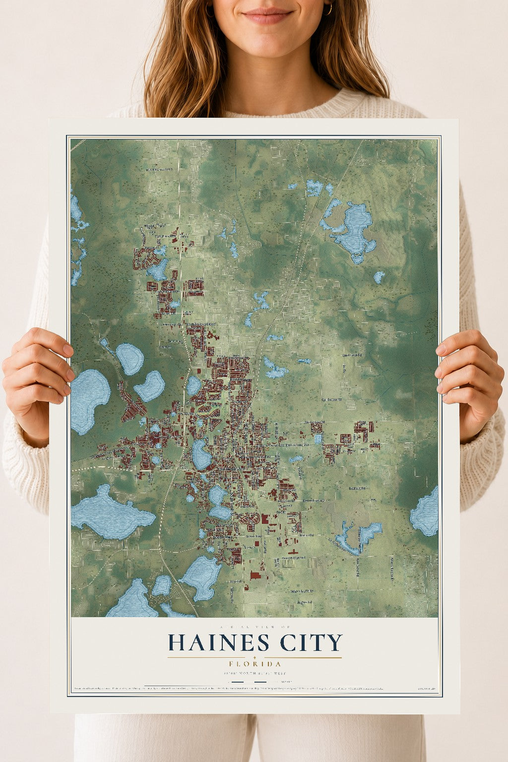 Haines City, Florida map print, 18" x 24" Archival Matte Print mockup