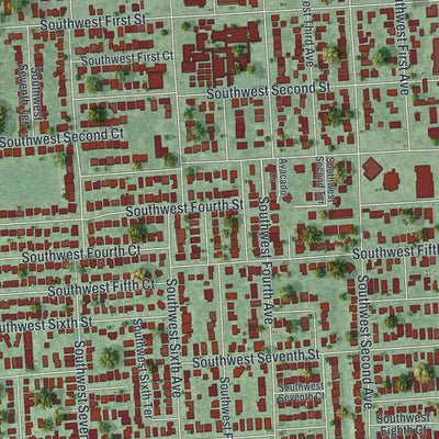 Close-up 1 of the Hallandale Beach, Florida map artwork