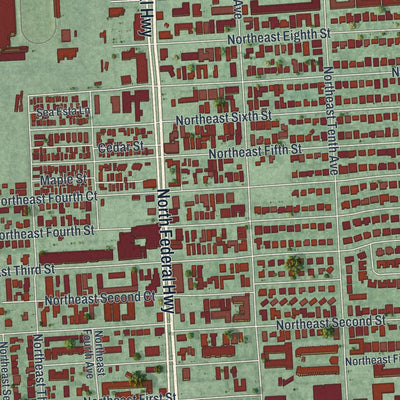 Close-up 2 of the Hallandale Beach, Florida map artwork