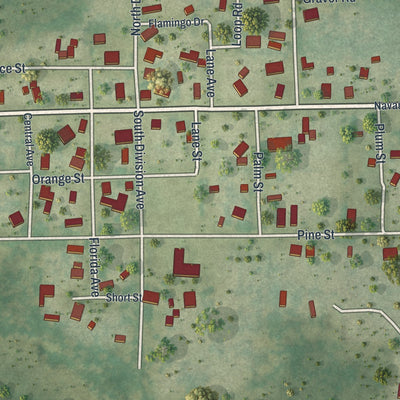 Close-up 1 of the Hampton, Florida map artwork