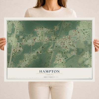 Hampton, Florida map print, 18" x 24" Archival Matte Print mockup