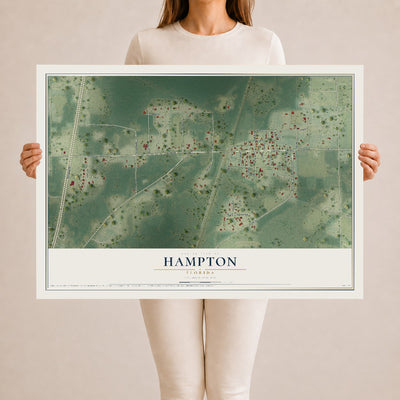 Hampton, Florida map print, 24" x 36" Archival Matte Print mockup