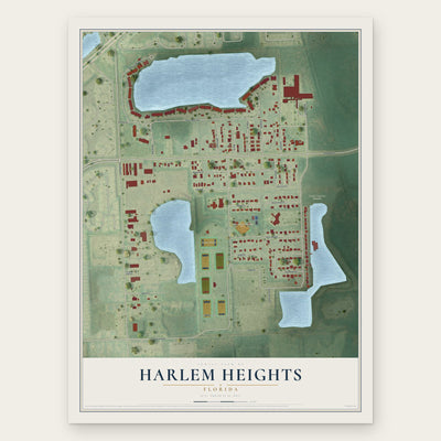 Harlem Heights, Florida map print, the full design