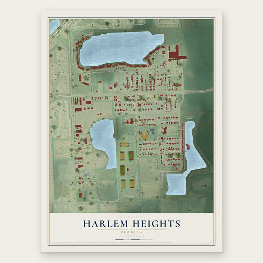 Harlem Heights, Florida map print, the full design