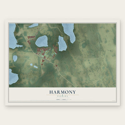 Harmony, Florida map print, the full design