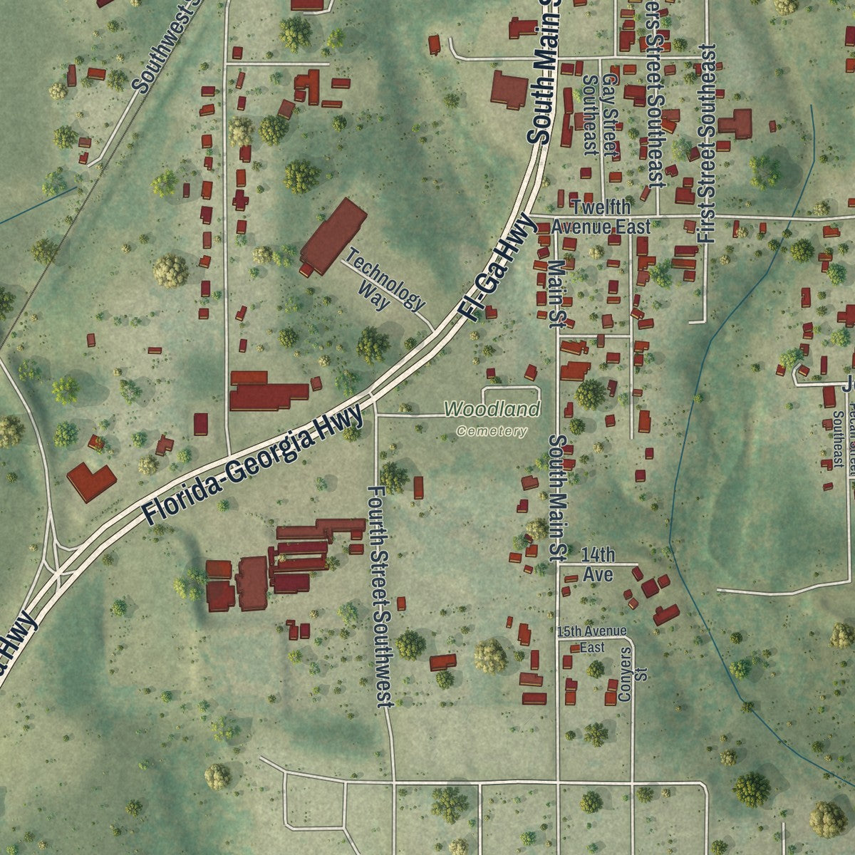 Close-up 2 of the Havana, Florida map artwork