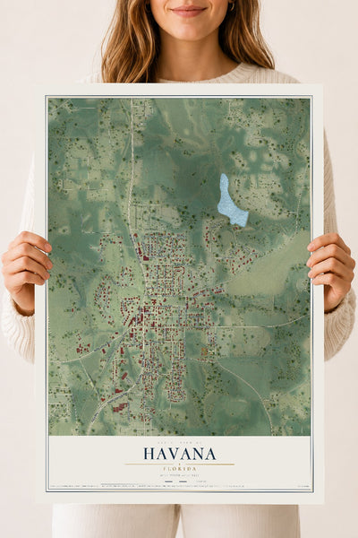 Havana, Florida map print, 18" x 24" Archival Matte Print mockup