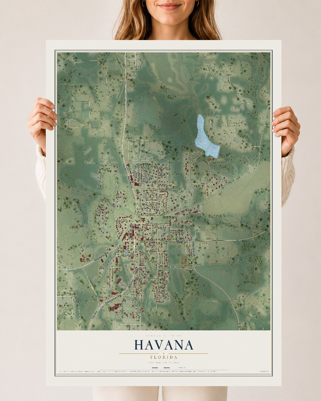 Havana, Florida map print, 24" x 36" Archival Matte Print mockup