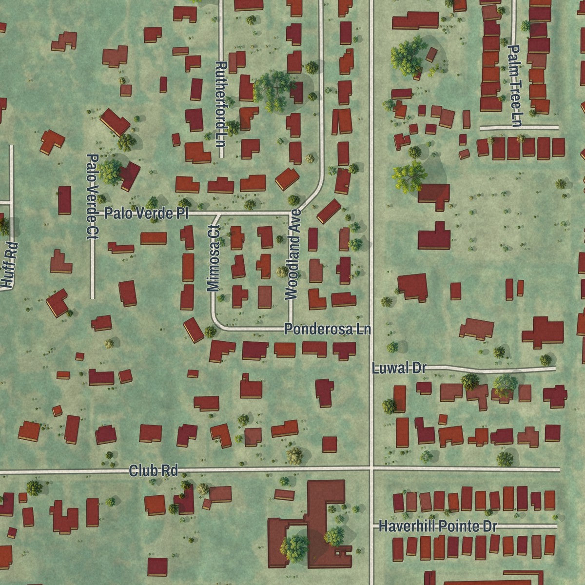 Close-up 1 of the Haverhill, Florida map artwork