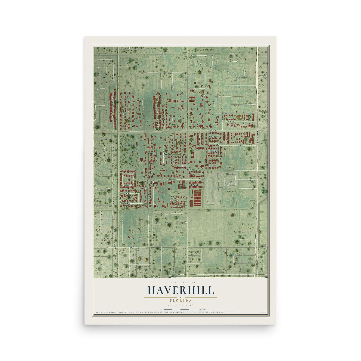 Haverhill, Florida map print, 12" x 18" Archival Matte Print mockup