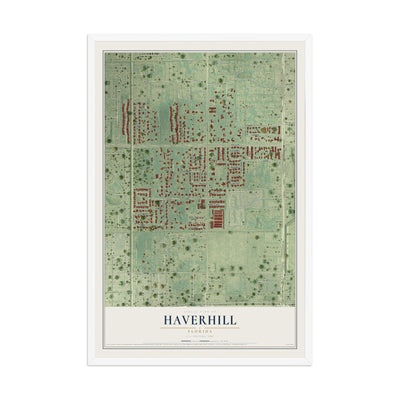 Haverhill, Florida map print, 12" x 18" W/ White Ayous Wood Frame mockup