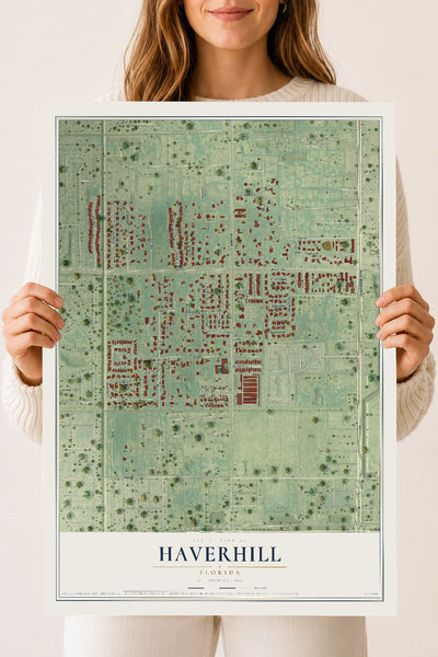 Haverhill, Florida map print, 18" x 24" Archival Matte Print mockup