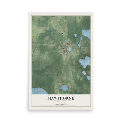 Hawthorne, Florida map print, 12" x 18" Archival Matte Print mockup