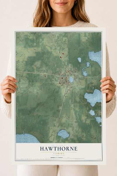 Hawthorne, Florida map print, 18" x 24" Archival Matte Print mockup