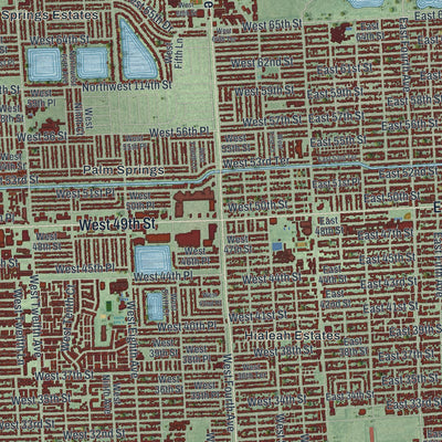 Close-up 1 of the Hialeah, Florida map artwork