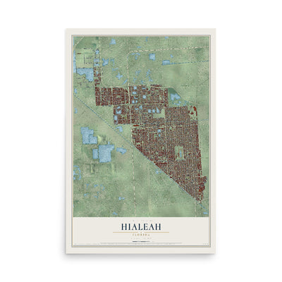 Hialeah, Florida map print, 12" x 18" Archival Matte Print mockup
