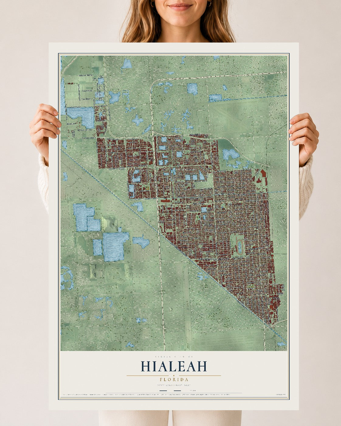 Hialeah, Florida map print, 24" x 36" Archival Matte Print mockup