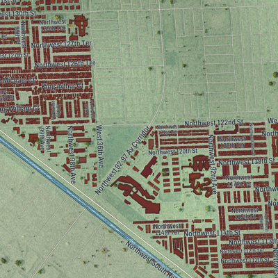 Close-up 1 of the Hialeah Gardens, Florida map artwork