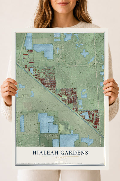 Hialeah Gardens, Florida map print, 18" x 24" Archival Matte Print mockup