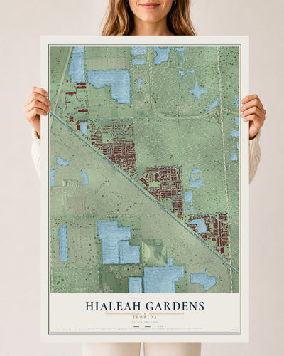 Hialeah Gardens, Florida map print, 24" x 36" Archival Matte Print mockup
