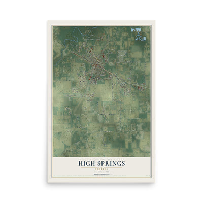 High Springs, Florida map print, 12" x 18" Archival Matte Print mockup