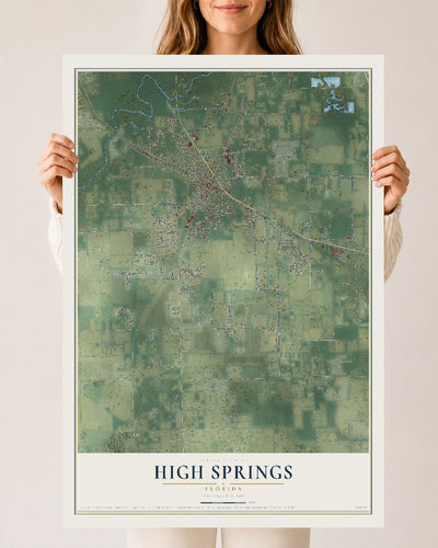 High Springs, Florida map print, 24" x 36" Archival Matte Print mockup