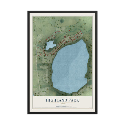 Highland Park, Florida map print, 12" x 18" W/ Black Ayous Wood Frame mockup
