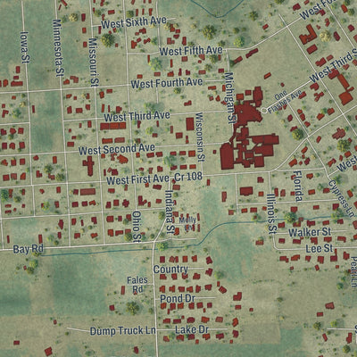Close-up 1 of the Hilliard, Florida map artwork