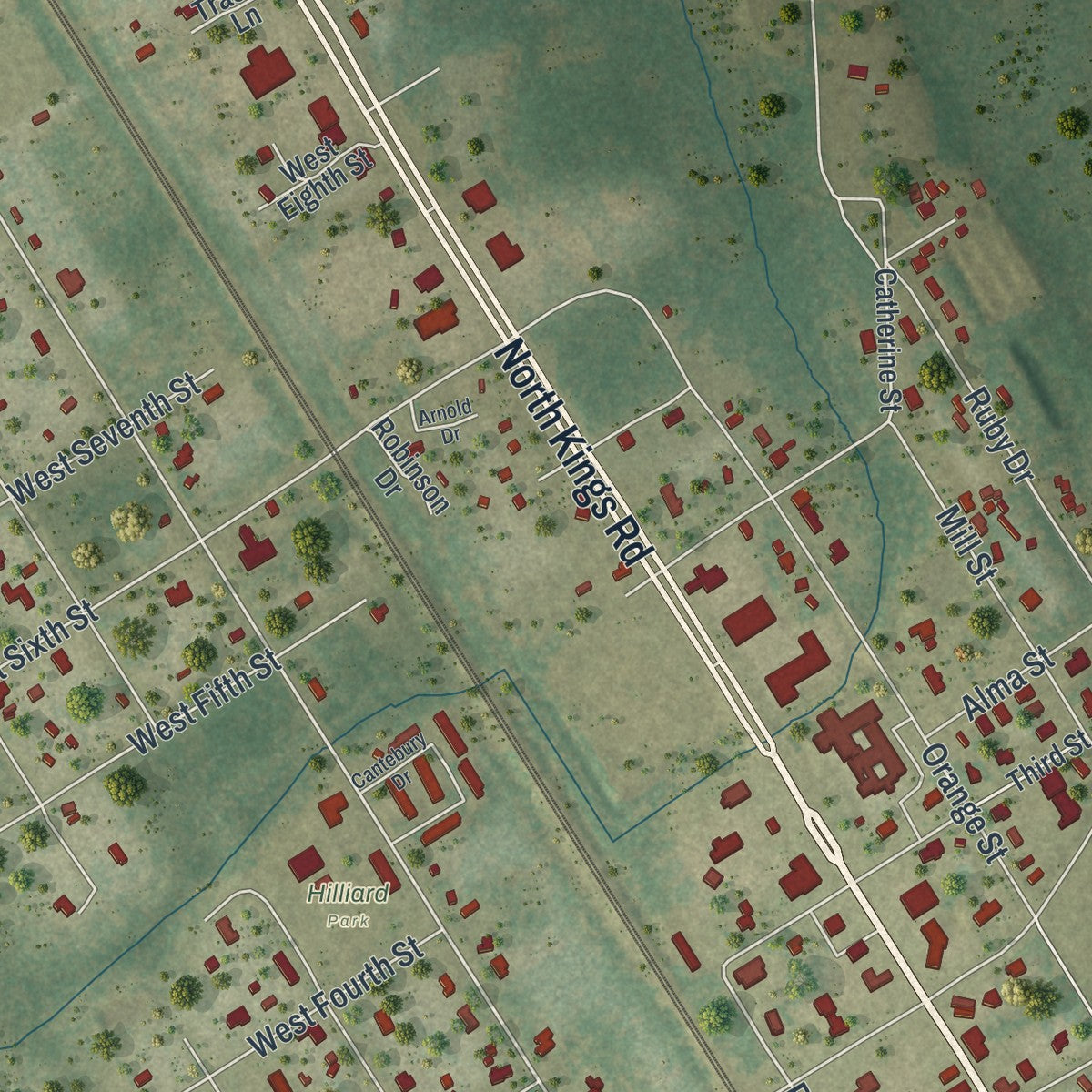 Close-up 2 of the Hilliard, Florida map artwork
