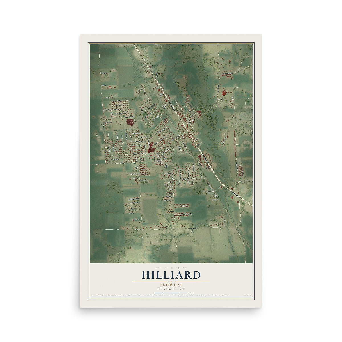 Hilliard, Florida map print, 12" x 18" Archival Matte Print mockup