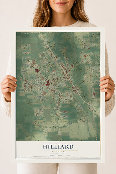 Hilliard, Florida map print, 18" x 24" Archival Matte Print mockup