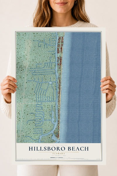 Hillsboro Beach, Florida map print, 18" x 24" Archival Matte Print mockup