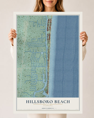 Hillsboro Beach, Florida map print, 24" x 36" Archival Matte Print mockup
