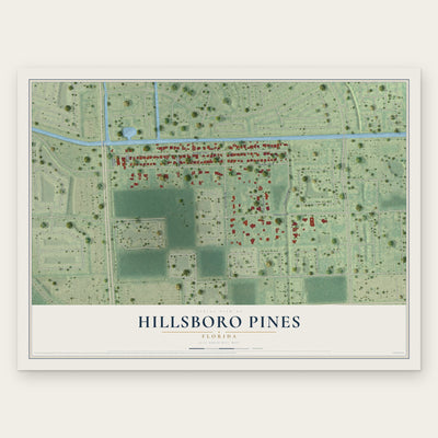 Hillsboro Pines, Florida map print, the full design
