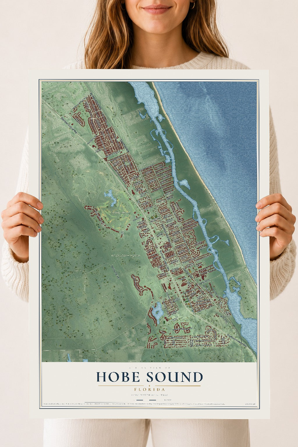 Hobe Sound, Florida map print, 18" x 24" Archival Matte Print mockup
