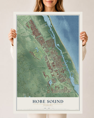 Hobe Sound, Florida map print, 24" x 36" Archival Matte Print mockup