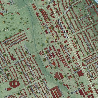Close-up 2 of the Holly Hill, Florida map artwork